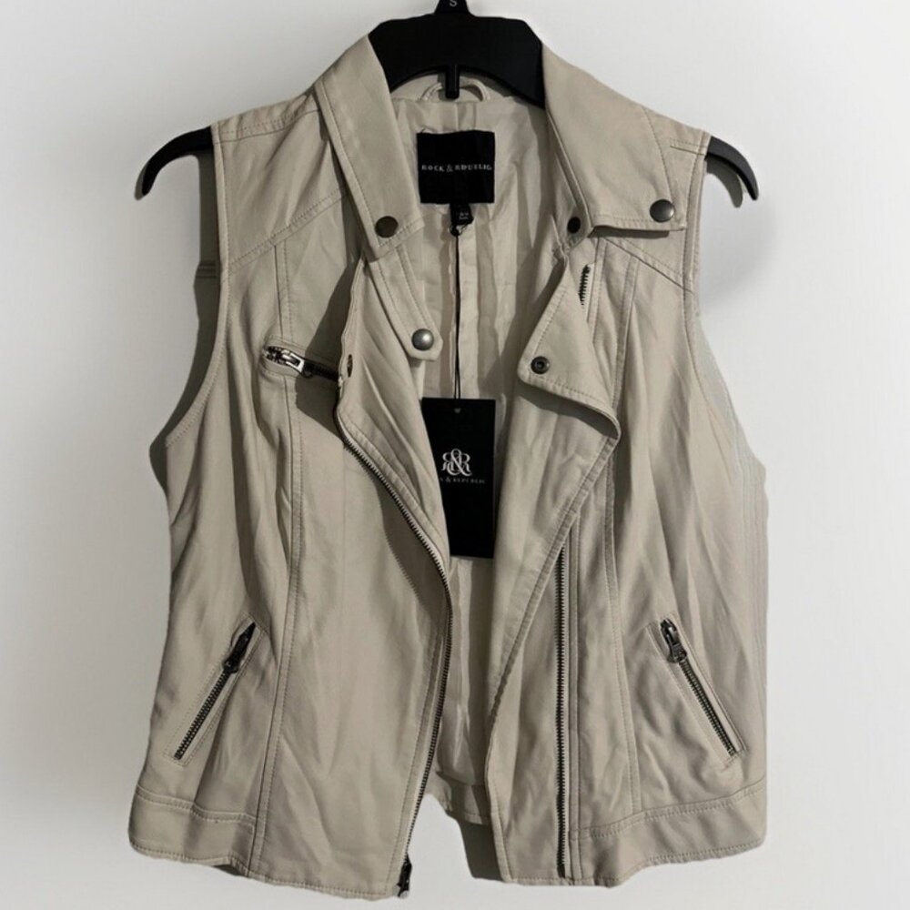 Rock & Republic White Moto Vest Women’s Size S